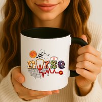 Cute Halloween Patterns Nurse Mug