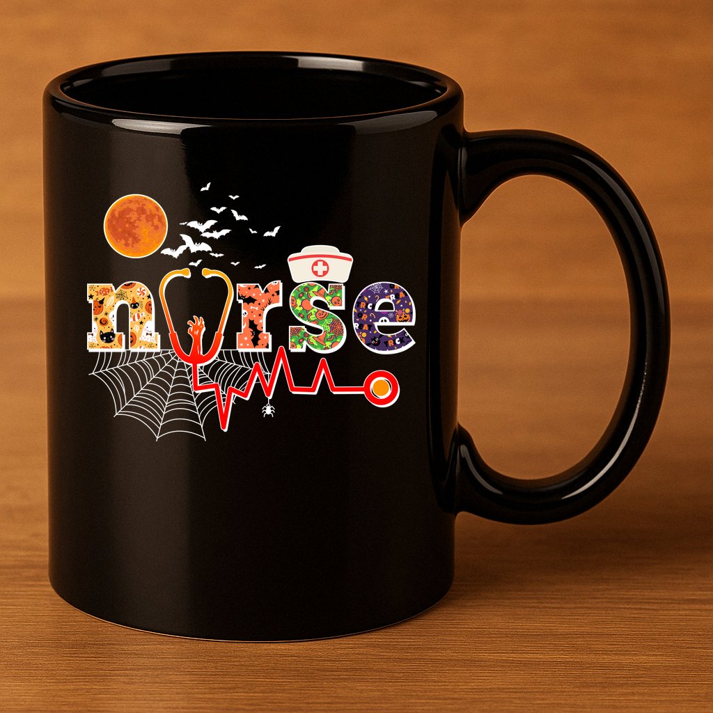 Cute Halloween Patterns Nurse 11oz C Handle Ceramic Mug