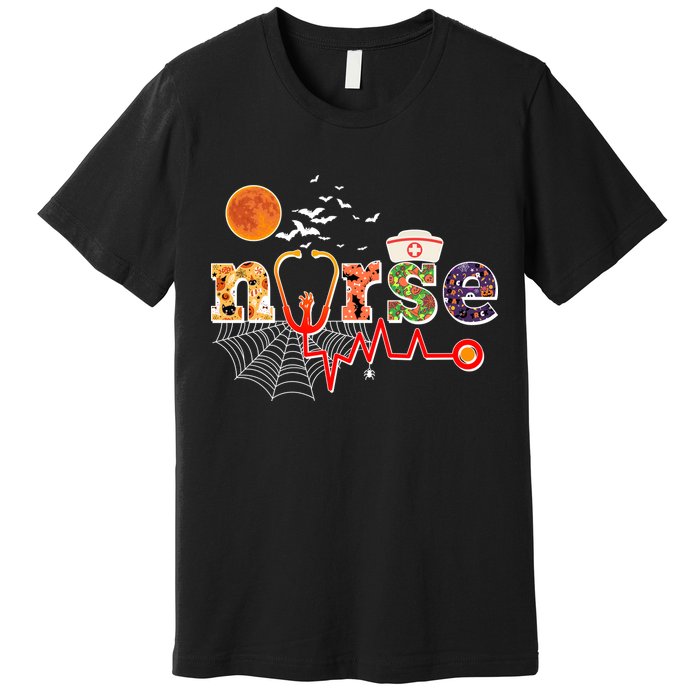 Cute Halloween Patterns Nurse Premium T-Shirt
