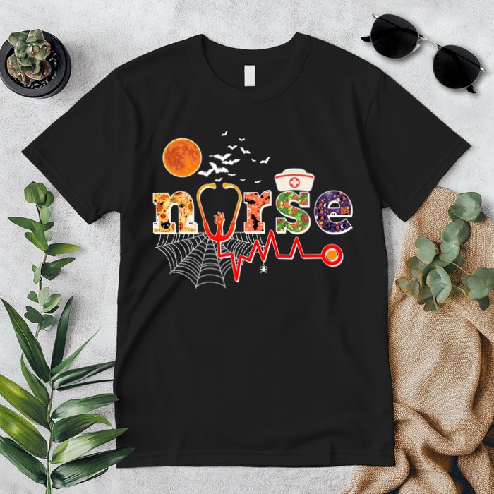 Cute Halloween Patterns Nurse Premium T-Shirt