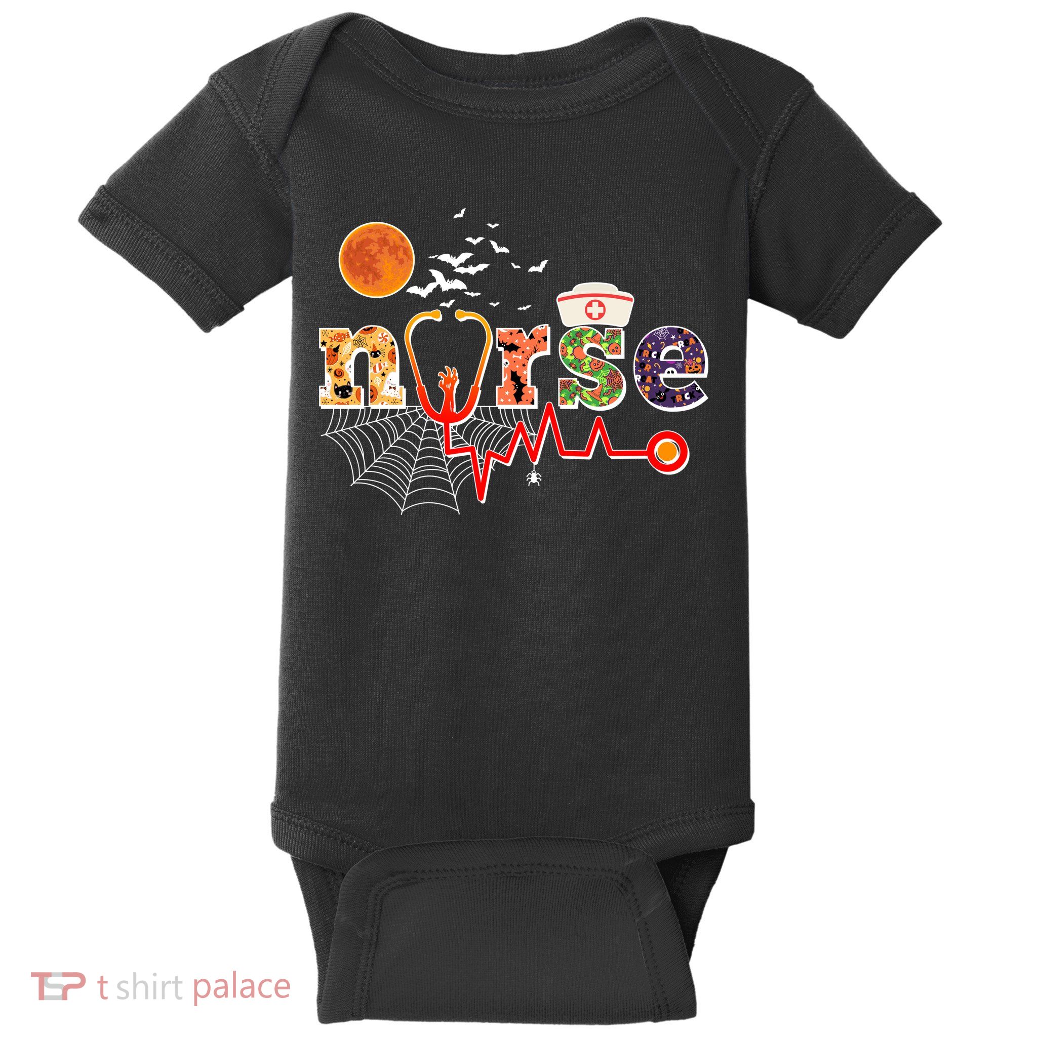 Cute Halloween Patterns Nurse Baby Bodysuit