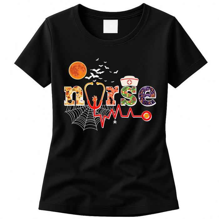 Cute Halloween Patterns Nurse Womens T-Shirt