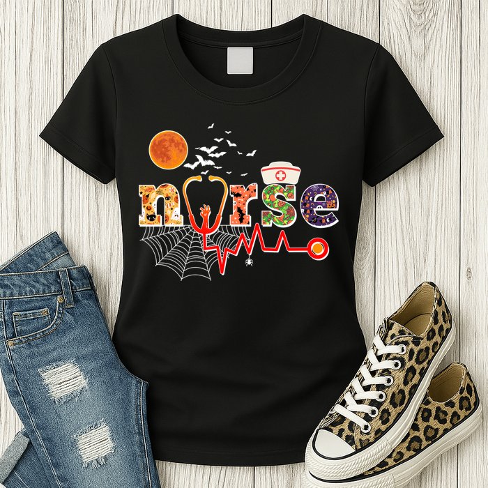 Cute Halloween Patterns Nurse Womens T-Shirt
