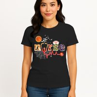 Cute Halloween Patterns Nurse Womens T-Shirt