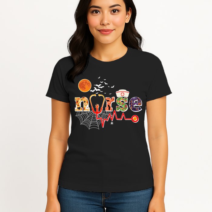Cute Halloween Patterns Nurse Womens T-Shirt