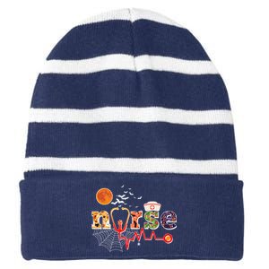 Cute Halloween Patterns Nurse Striped Beanie with Solid Band