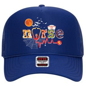 Cute Halloween Patterns Nurse High Crown Mesh Back Trucker Hat