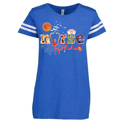 Cute Halloween Patterns Nurse Enza Ladies Jersey Football T-Shirt