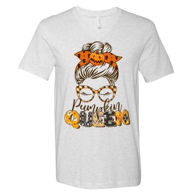 Cute Halloween Pumpkin Queen Autumn  V-Neck T-Shirt