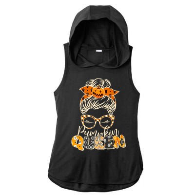 Cute Halloween Pumpkin Queen Autumn  Ladies PosiCharge Tri-Blend Wicking Draft Hoodie Tank