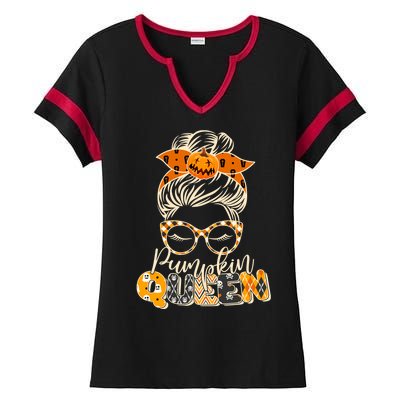 Cute Halloween Pumpkin Queen Autumn  Ladies Halftime Notch Neck Tee