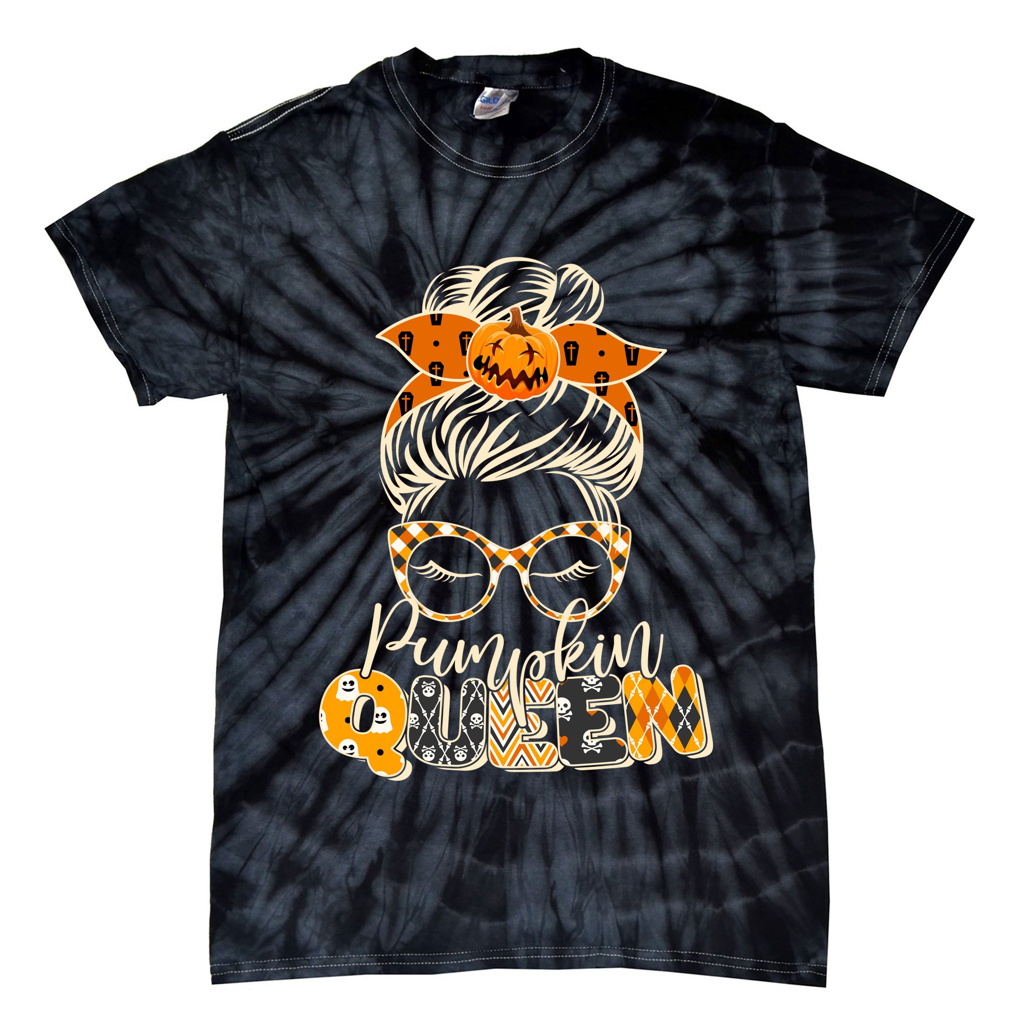 Cute Halloween Pumpkin Queen Autumn  Tie-Dye T-Shirt