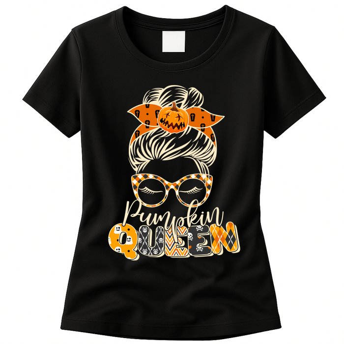 Cute Halloween Pumpkin Queen Autumn  Womens T-Shirt