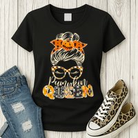 Cute Halloween Pumpkin Queen Autumn  Womens T-Shirt