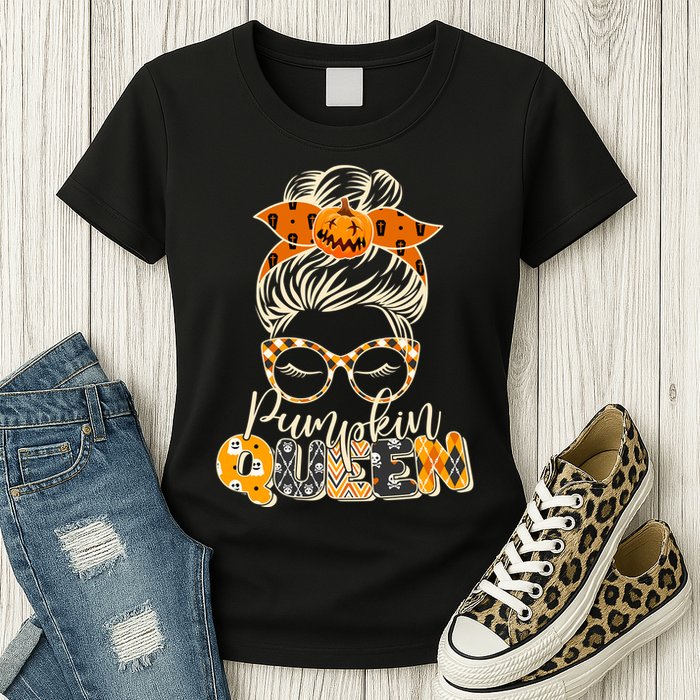 Cute Halloween Pumpkin Queen Autumn  Womens T-Shirt