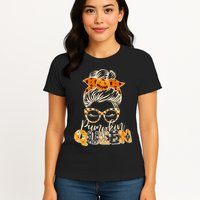 Cute Halloween Pumpkin Queen Autumn  Womens T-Shirt