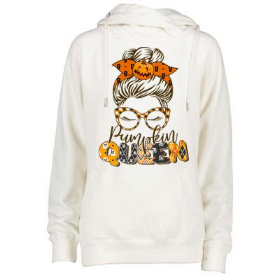 Cute Halloween Pumpkin Queen Autumn  Womens Funnel Neck Pullover Hood