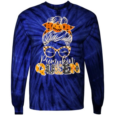 Cute Halloween Pumpkin Queen Autumn  Tie-Dye Long Sleeve Shirt