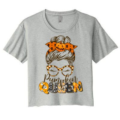 Cute Halloween Pumpkin Queen Autumn  Women's Crop Top Tee