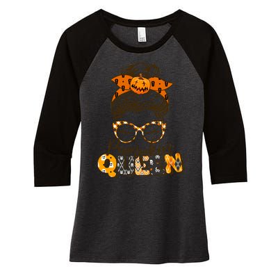 Cute Halloween Pumpkin Queen Autumn  Women's Tri-Blend 3/4-Sleeve Raglan Shirt