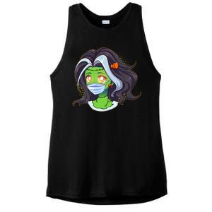 Cute Halloween Quarantined Frankenstein Monster Girl Ladies PosiCharge Tri-Blend Wicking Tank