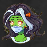 Cute Halloween Quarantined Frankenstein Monster Girl 7 Panel Mesh Trucker Snapback Hat
