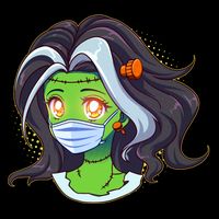 Cute Halloween Quarantined Frankenstein Monster Girl Button