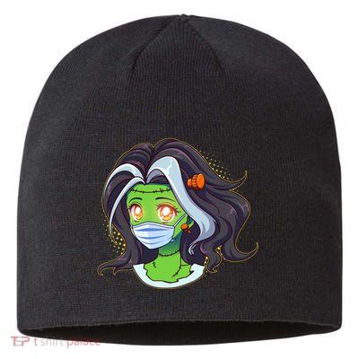 Cute Halloween Quarantined Frankenstein Monster Girl Sustainable Beanie