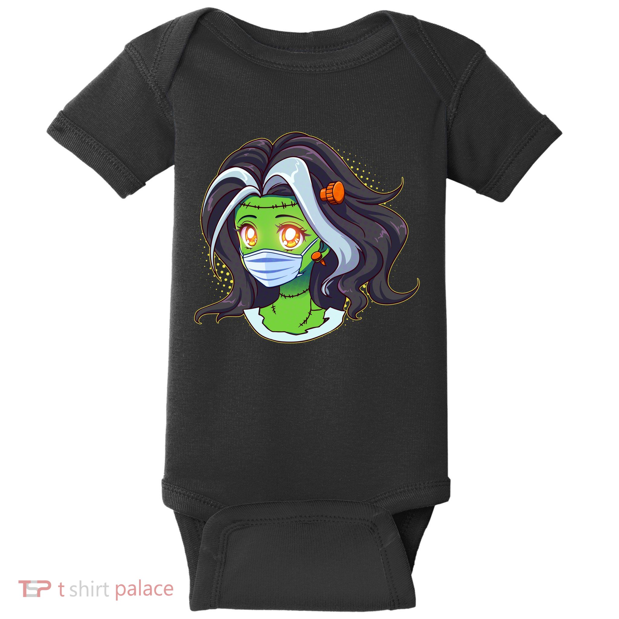 Cute Halloween Quarantined Frankenstein Monster Girl Baby Bodysuit
