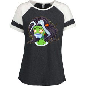 Cute Halloween Quarantined Frankenstein Monster Girl Enza Ladies Jersey Colorblock Tee