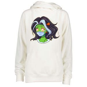 Cute Halloween Quarantined Frankenstein Monster Girl Womens Funnel Neck Pullover Hood