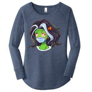 Cute Halloween Quarantined Frankenstein Monster Girl Women's Perfect Tri Tunic Long Sleeve Shirt