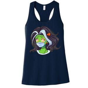 Cute Halloween Quarantined Frankenstein Monster Girl Women's Racerback Tank