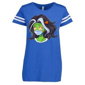 Cute Halloween Quarantined Frankenstein Monster Girl Enza Ladies Jersey Football T-Shirt