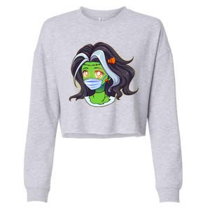 Cute Halloween Quarantined Frankenstein Monster Girl Cropped Pullover Crew