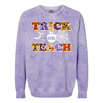 Cute Halloween Trick Or Teach Teacher Colorblast Crewneck Sweatshirt