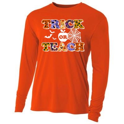 Cute Halloween Trick Or Teach Teacher Cooling Performance Long Sleeve Crew