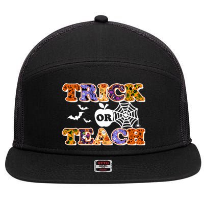 Cute Halloween Trick Or Teach Teacher 7 Panel Mesh Trucker Snapback Hat