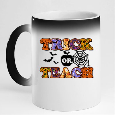 Cute Halloween Trick Or Teach Teacher 11oz Black Color Changing Mug