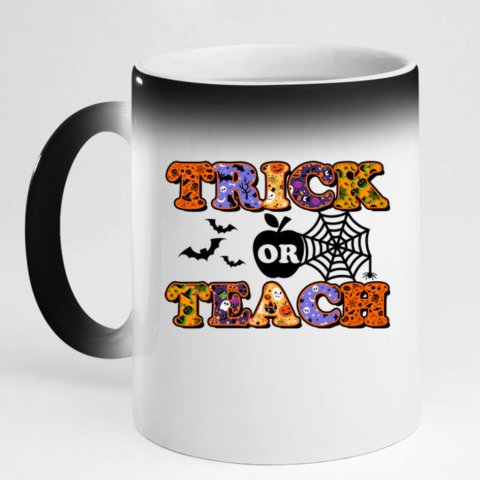 Cute Halloween Trick Or Teach Teacher 11oz Black Color Changing Mug