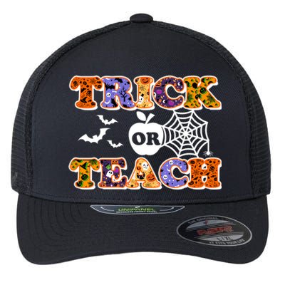 Cute Halloween Trick Or Teach Teacher Flexfit Unipanel Trucker Cap