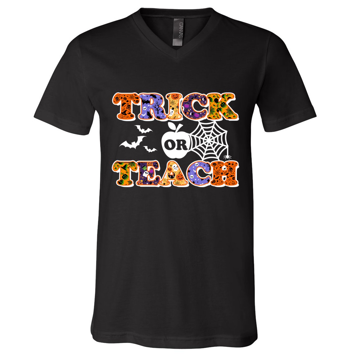 Cute Halloween Trick Or Teach Teacher V-Neck T-Shirt