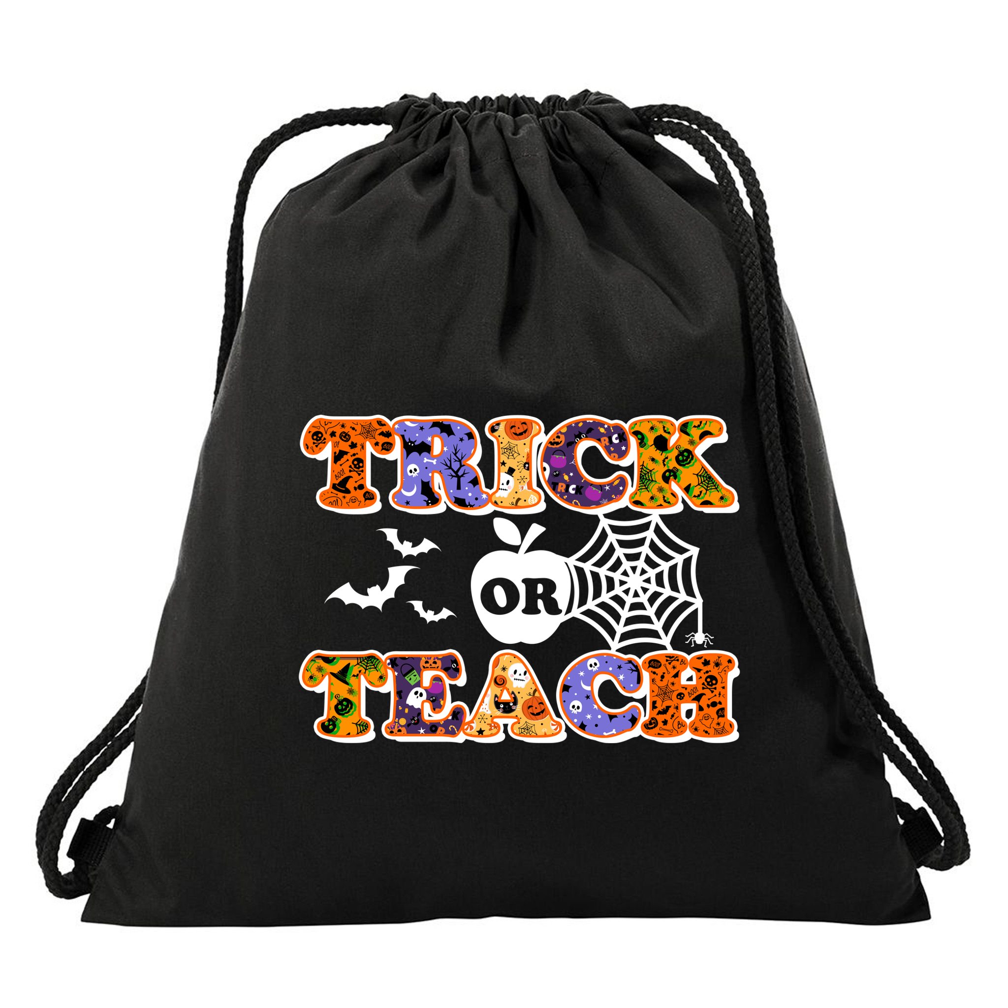 Cute Halloween Trick Or Teach Teacher Drawstring Bag