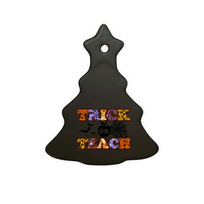 Cute Halloween Trick Or Teach Teacher Ceramic Tree Ornament