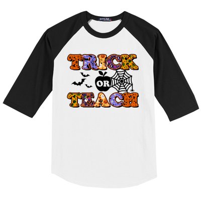 Cute Halloween Trick Or Teach Teacher Baseball Sleeve Shirt