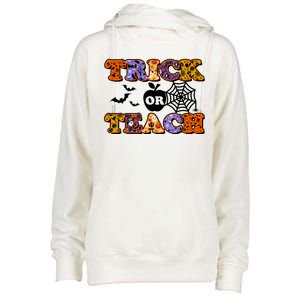 Cute Halloween Trick Or Teach Teacher Womens Funnel Neck Pullover Hood