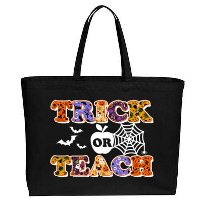 Cute Halloween Trick Or Teach Teacher Cotton Canvas Jumbo Tote