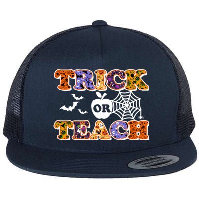 Cute Halloween Trick Or Teach Teacher Flat Bill Trucker Hat