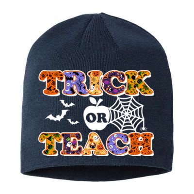 Cute Halloween Trick Or Teach Teacher Sustainable Beanie