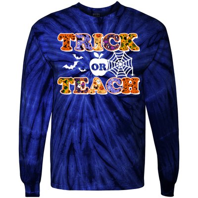 Cute Halloween Trick Or Teach Teacher Tie-Dye Long Sleeve Shirt